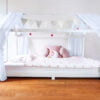 Bettdeko Set grau weiss pink Hausbett Deko