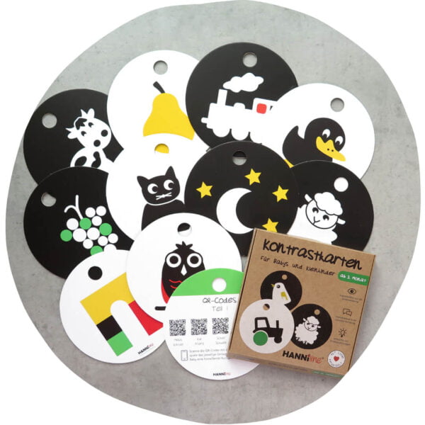 HANNIline-Kontrast-Karten-ab-3-Monat-2 Montessori Baby Sehen Fördern