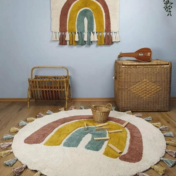 Kinderteppich Boho Regenbogen